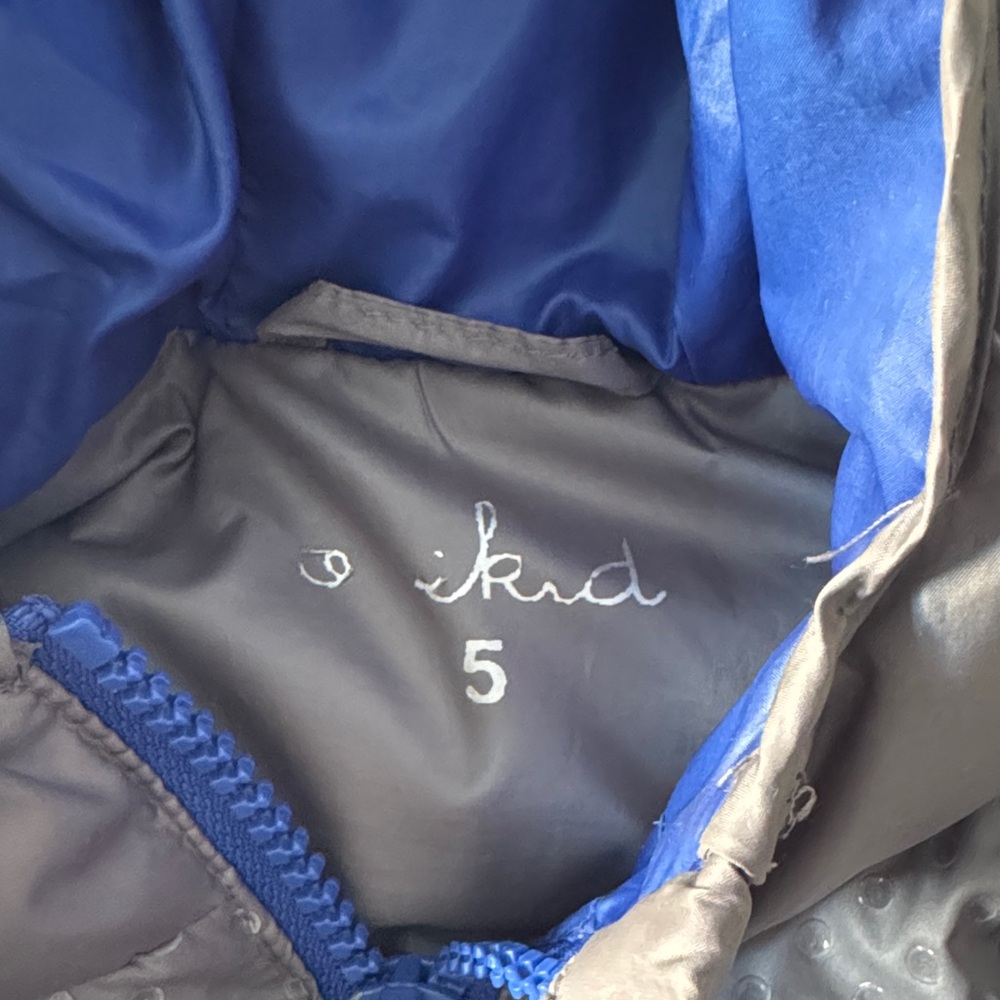 One Kid Road Coat Blue and Gray down Hooded Jacket - Picture 2 of 7